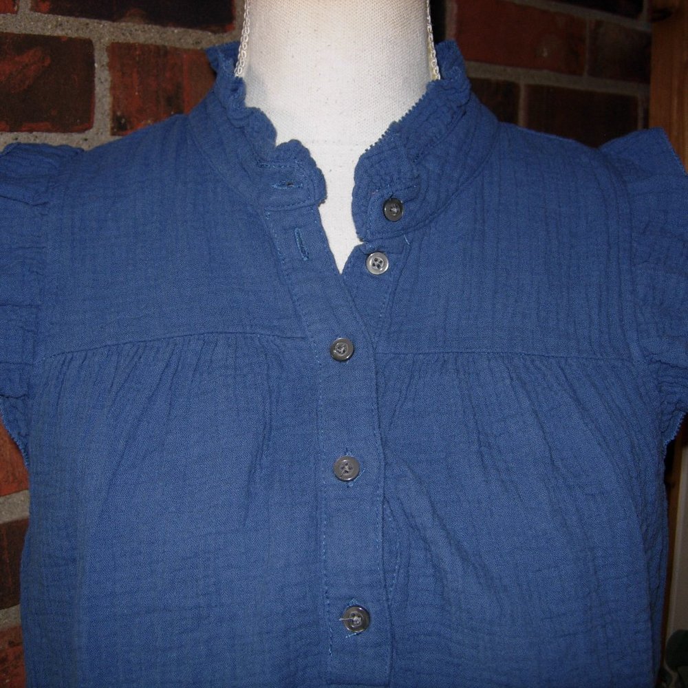 J. Crew Blue Ruffled Top S - Picture 2 of 5